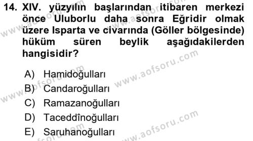 Türkiye Selçuklu Tarihi Dersi 2022 - 2023 Yılı (Final) Dönem Sonu Sınavı 14. Soru