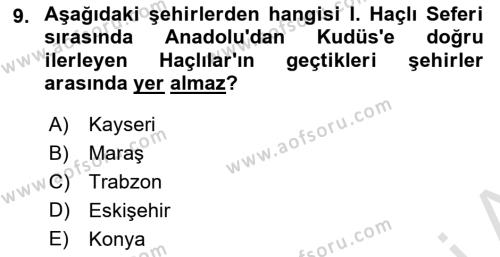 Türkiye Selçuklu Tarihi Dersi 2023 - 2024 Yılı (Vize) Ara Sınavı 9. Soru