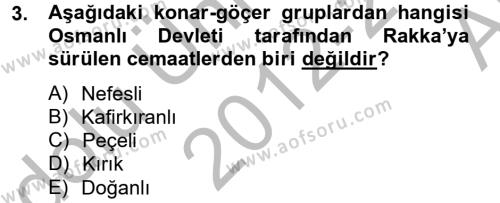 Osmanlı´da İskan ve Göç Dersi 2012 - 2013 Yılı (Vize) Ara Sınavı 3. Soru
