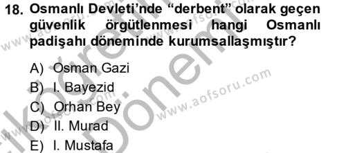 Osmanlı´da İskan ve Göç Dersi 2013 - 2014 Yılı (Vize) Ara Sınavı 18. Soru