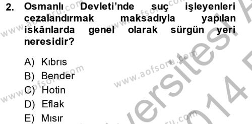 Osmanlı´da İskan ve Göç Dersi 2013 - 2014 Yılı (Vize) Ara Sınavı 2. Soru