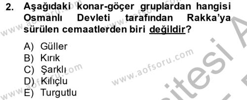 Osmanlı´da İskan ve Göç Dersi 2014 - 2015 Yılı (Final) Dönem Sonu Sınavı 2. Soru