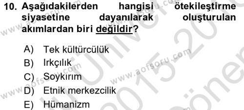 Osmanlı´da İskan ve Göç Dersi 2015 - 2016 Yılı (Final) Dönem Sonu Sınavı 10. Soru