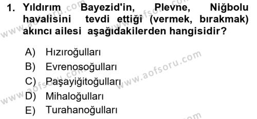 Osmanlı´da İskan ve Göç Dersi 2021 - 2022 Yılı (Vize) Ara Sınavı 1. Soru