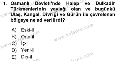 Osmanlı´da İskan ve Göç Dersi 2021 - 2022 Yılı (Final) Dönem Sonu Sınavı 1. Soru