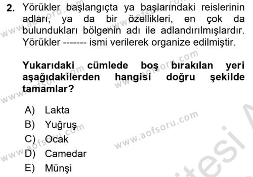 Osmanlı´da İskan ve Göç Dersi 2021 - 2022 Yılı (Final) Dönem Sonu Sınavı 2. Soru