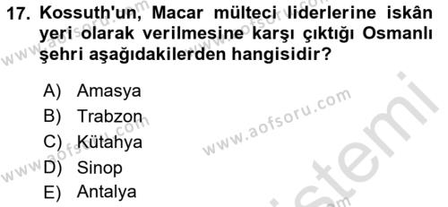 Osmanlı´da İskan ve Göç Dersi 2021 - 2022 Yılı Yaz Okulu Sınavı 17. Soru