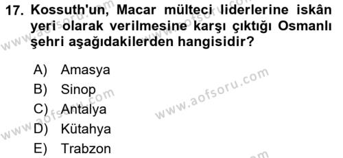 Osmanlı´da İskan ve Göç Dersi 2022 - 2023 Yılı Yaz Okulu Sınavı 17. Soru
