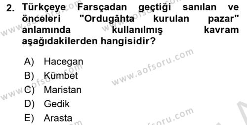 Osmanlı´da İskan ve Göç Dersi 2022 - 2023 Yılı Yaz Okulu Sınavı 2. Soru