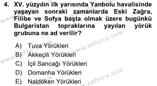 Osmanlı´da İskan ve Göç Dersi 2022 - 2023 Yılı Yaz Okulu Sınavı 4. Soru