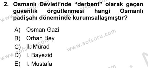 Osmanlı´da İskan ve Göç Dersi 2023 - 2024 Yılı (Final) Dönem Sonu Sınavı 2. Soru