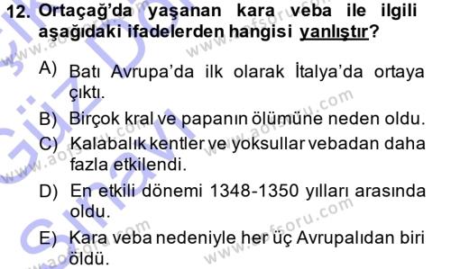 Ortaçağ-Yeniçağ Avrupa Tarihi Dersi 2013 - 2014 Yılı (Vize) Ara Sınavı 12. Soru