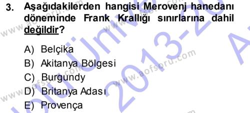 Ortaçağ-Yeniçağ Avrupa Tarihi Dersi 2013 - 2014 Yılı (Vize) Ara Sınavı 3. Soru