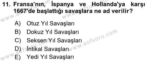 Ortaçağ-Yeniçağ Avrupa Tarihi Dersi 2018 - 2019 Yılı Yaz Okulu Sınavı 11. Soru