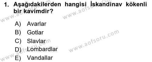 Ortaçağ-Yeniçağ Avrupa Tarihi Dersi 2020 - 2021 Yılı Yaz Okulu Sınavı 1. Soru