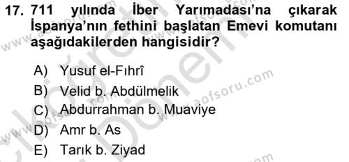 Ortaçağ-Yeniçağ Avrupa Tarihi Dersi 2021 - 2022 Yılı (Vize) Ara Sınavı 17. Soru