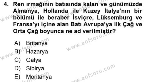 Ortaçağ-Yeniçağ Avrupa Tarihi Dersi 2023 - 2024 Yılı (Vize) Ara Sınavı 4. Soru