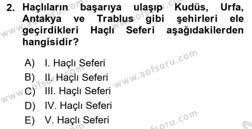 Ortaçağ-Yeniçağ Avrupa Tarihi Dersi 2024 - 2025 Yılı (Vize) Ara Sınavı 2. Soru