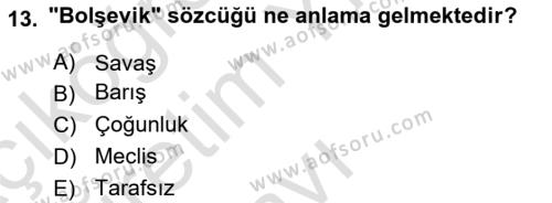 Rusya Tarihi Dersi 2020 - 2021 Yılı Yaz Okulu Sınavı 13. Soru