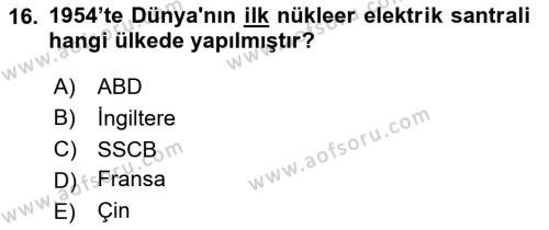 Rusya Tarihi Dersi 2020 - 2021 Yılı Yaz Okulu Sınavı 16. Soru