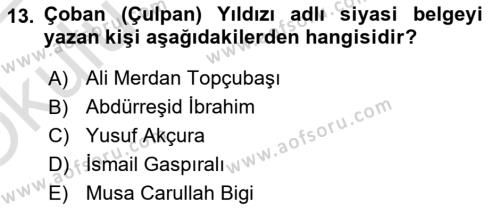 Rusya Tarihi Dersi 2021 - 2022 Yılı Yaz Okulu Sınavı 13. Soru