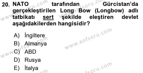 Rusya Tarihi Dersi 2021 - 2022 Yılı Yaz Okulu Sınavı 20. Soru