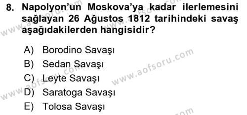 Rusya Tarihi Dersi 2022 - 2023 Yılı Yaz Okulu Sınavı 8. Soru