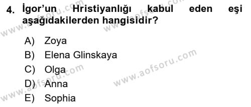 Rusya Tarihi Dersi 2023 - 2024 Yılı (Vize) Ara Sınavı 4. Soru