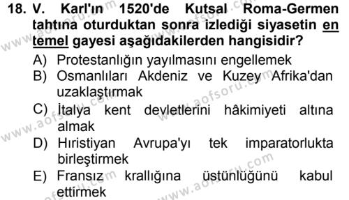 Osmanlı Tarihi (1299-1566) Dersi 2012 - 2013 Yılı (Final) Dönem Sonu Sınavı 18. Soru