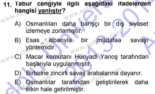 Osmanlı Tarihi (1299-1566) Dersi 2013 - 2014 Yılı (Vize) Ara Sınavı 11. Soru