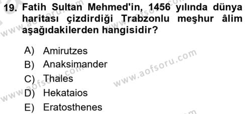 Osmanlı Tarihi (1299-1566) Dersi 2022 - 2023 Yılı (Vize) Ara Sınavı 19. Soru