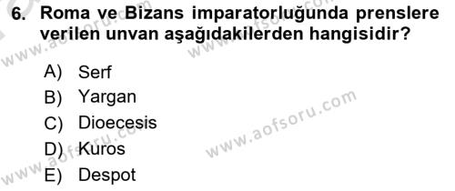 Osmanlı Tarihi (1300-1566) Dersi 2021 - 2022 Yılı (Vize) Ara Sınavı 6. Soru