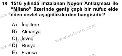 Osmanlı Tarihi (1300-1566) Dersi 2021 - 2022 Yılı Yaz Okulu Sınavı 18. Soru