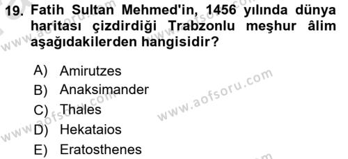 Osmanlı Tarihi (1300-1566) Dersi 2022 - 2023 Yılı (Vize) Ara Sınavı 19. Soru