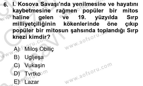 Osmanlı Tarihi (1300-1566) Dersi 2022 - 2023 Yılı (Vize) Ara Sınavı 6. Soru