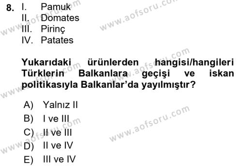 Osmanlı Tarihi (1300-1566) Dersi 2022 - 2023 Yılı (Vize) Ara Sınavı 8. Soru