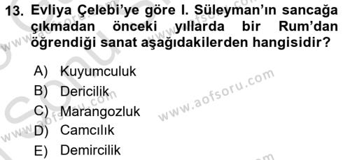 Osmanlı Tarihi (1300-1566) Dersi 2022 - 2023 Yılı (Final) Dönem Sonu Sınavı 13. Soru