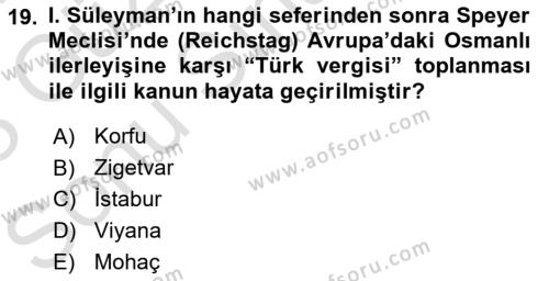 Osmanlı Tarihi (1300-1566) Dersi 2022 - 2023 Yılı (Final) Dönem Sonu Sınavı 19. Soru