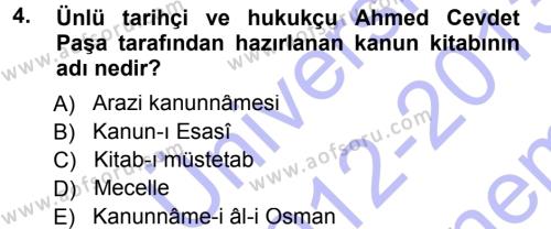 Osmanlı Merkez ve Taşra Teşkilatı Dersi 2012 - 2013 Yılı (Final) Dönem Sonu Sınavı 4. Soru