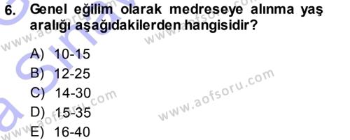 Osmanlı Merkez ve Taşra Teşkilatı Dersi 2013 - 2014 Yılı (Vize) Ara Sınavı 6. Soru