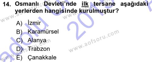 Osmanlı Merkez ve Taşra Teşkilatı Dersi 2015 - 2016 Yılı (Vize) Ara Sınavı 14. Soru