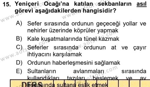 Osmanlı Merkez ve Taşra Teşkilatı Dersi 2015 - 2016 Yılı (Vize) Ara Sınavı 15. Soru
