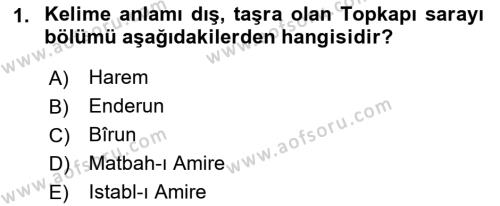 Osmanlı Merkez ve Taşra Teşkilatı Dersi 2023 - 2024 Yılı (Vize) Ara Sınavı 1. Soru