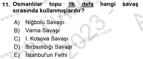 Osmanlı Merkez ve Taşra Teşkilatı Dersi 2023 - 2024 Yılı (Vize) Ara Sınavı 11. Soru