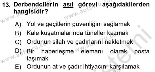 Osmanlı Merkez ve Taşra Teşkilatı Dersi 2023 - 2024 Yılı (Vize) Ara Sınavı 13. Soru