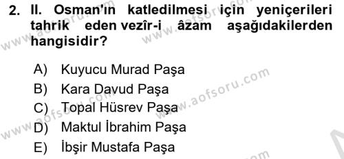 Osmanlı Merkez ve Taşra Teşkilatı Dersi 2023 - 2024 Yılı (Final) Dönem Sonu Sınavı 2. Soru