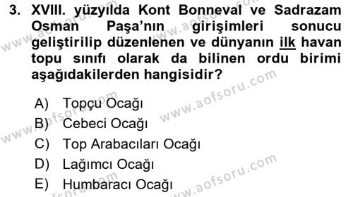 Osmanlı Merkez ve Taşra Teşkilatı Dersi 2023 - 2024 Yılı Yaz Okulu Sınavı 3. Soru