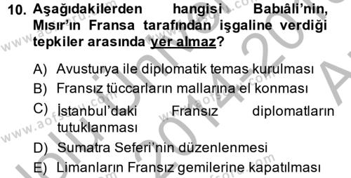 Osmanlı Tarihi (1789-1876) Dersi 2014 - 2015 Yılı (Vize) Ara Sınavı 10. Soru