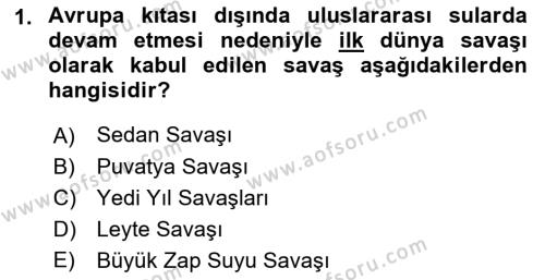 Osmanlı Tarihi (1789-1876) Dersi 2018 - 2019 Yılı Yaz Okulu Sınavı 1. Soru