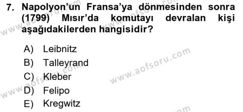 Osmanlı Tarihi (1789-1876) Dersi 2021 - 2022 Yılı (Vize) Ara Sınavı 7. Soru